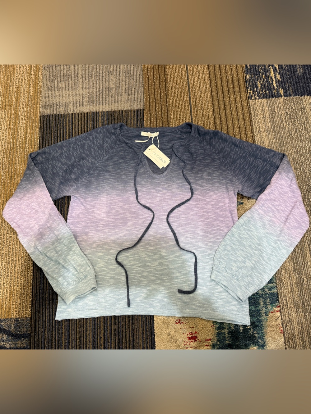 Stitch Drop 8421066 - Ombre Knit Hoodie - Blue, Purple, Light Teal